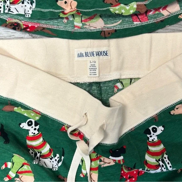 Little Blue House Women’s Green Woofing Christmas Dogs Pajama Set Size L - Picture 7 of 9